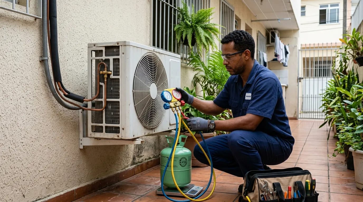 Instalação da condensadora em Blumenau‑SC