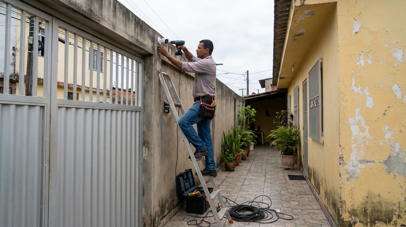 Passagem de cabeamento em Blumenau‑SC